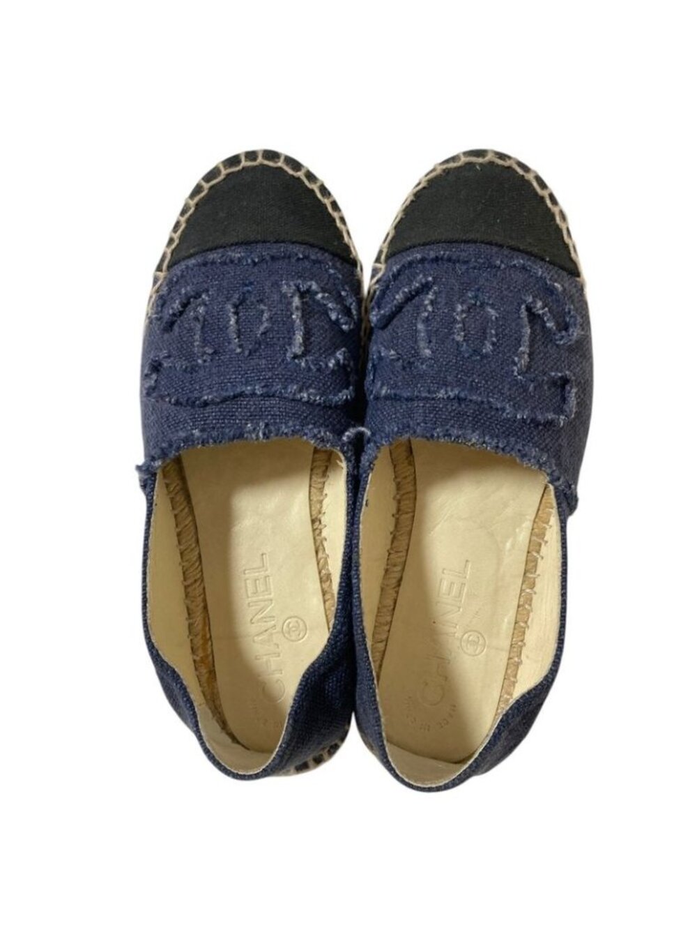 Chanel 14c CC Logo Espadrilles 35 22.5 cm Navy - Picture 4 of 15